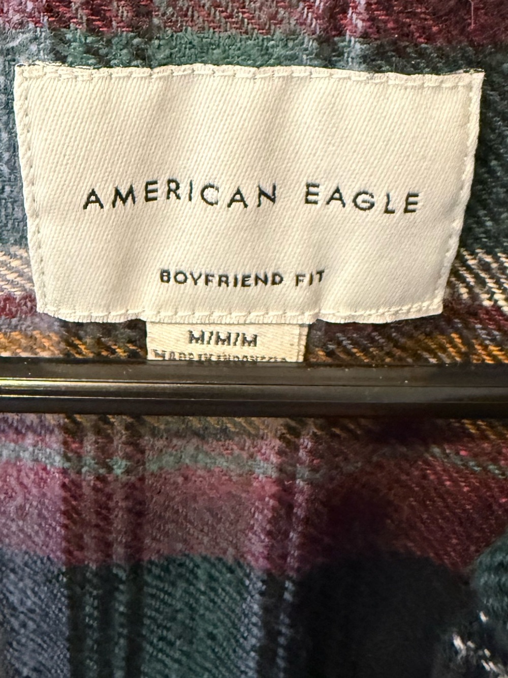 American Eagle Brown/Green Plaid Boyfriend Flannel Shirt - Men's Size Medium - Picture 4 of 4